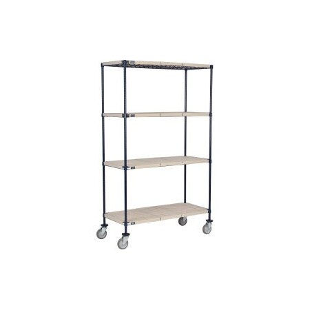 Global Equipment Nexelite reg   Vented Plastic Mat Shelf Truck, 54"L x 18"W x 69"H, Polyurethane Swivel Casters C18546PPM